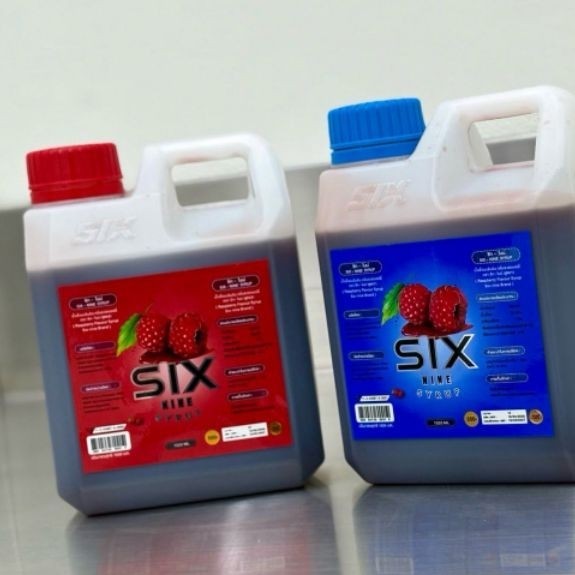 Six-nine Syrup 1 แกลลอน ซิกไนน์ไซรัปน้ำเชื่อมเข้มข้นกลิ่นราสเบอรี่ไซรัป69 แท้บรรจุ 1 ลิตร
