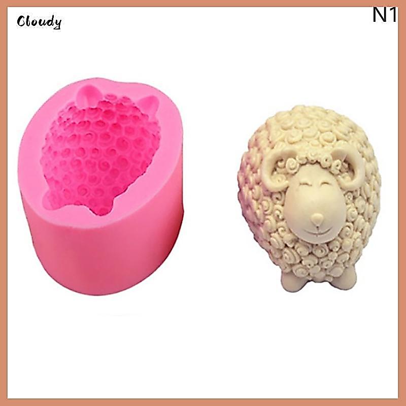 [Cloudy] 3D แกะน่ารักซิลิโคนแม่พิมพ์เทียนรูปแบบ DIY Handmade สัตว์เทียนทําสบู่ Clay Plaster เรซิ่น M