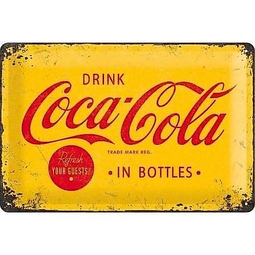 MMNGT Coca-Cola Logo ป้ายดีบุกสีเหลือง ป้าย TIN