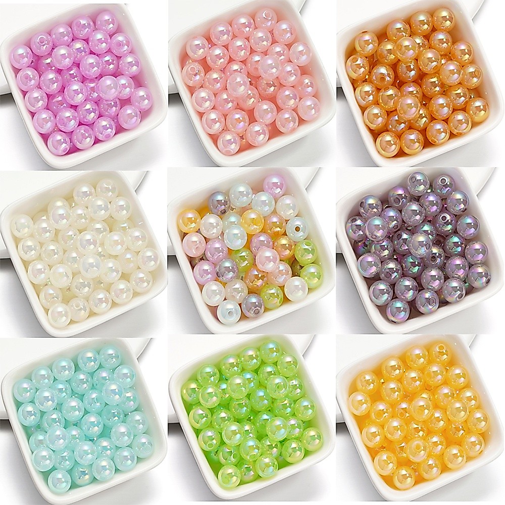 ลูกปัดอะคริลิคUV 10ชิ้น 10-14มม. สำหรับDIYสร้อยคอ-สร้อยข้อมือ เครื่องประดับแฮนด์เมด