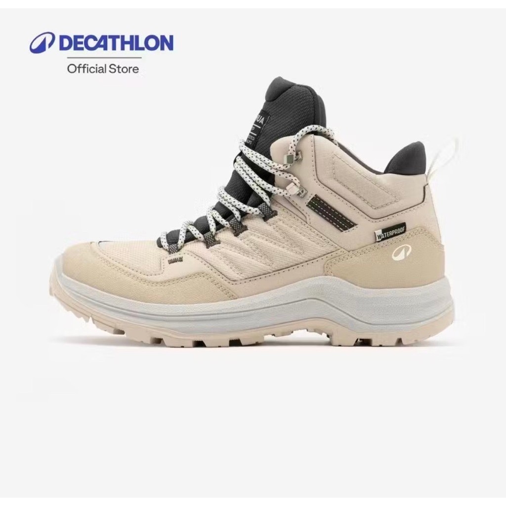 (ใส่ 1 ครั้ง) Decathlon MH100 สีกากี Size 39 รองเท้าเดินป่ากันน้ำหุ้มข้อ