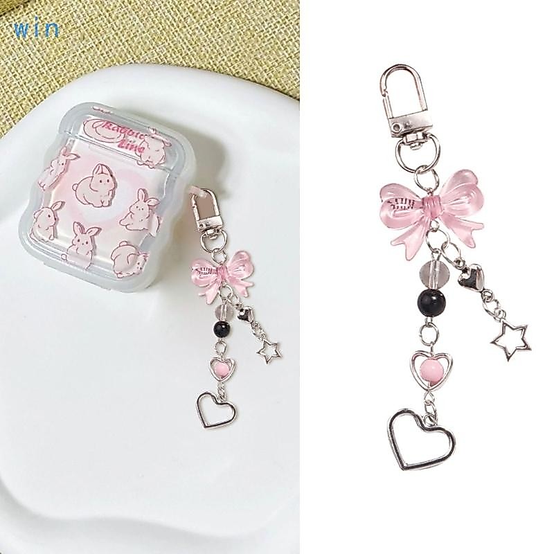 Win Heart Bear พวงกุญแจผีเสื้อ Knot จี้ Star Keyring อุปกรณ์เสริมโทรศัพท์มือถือ