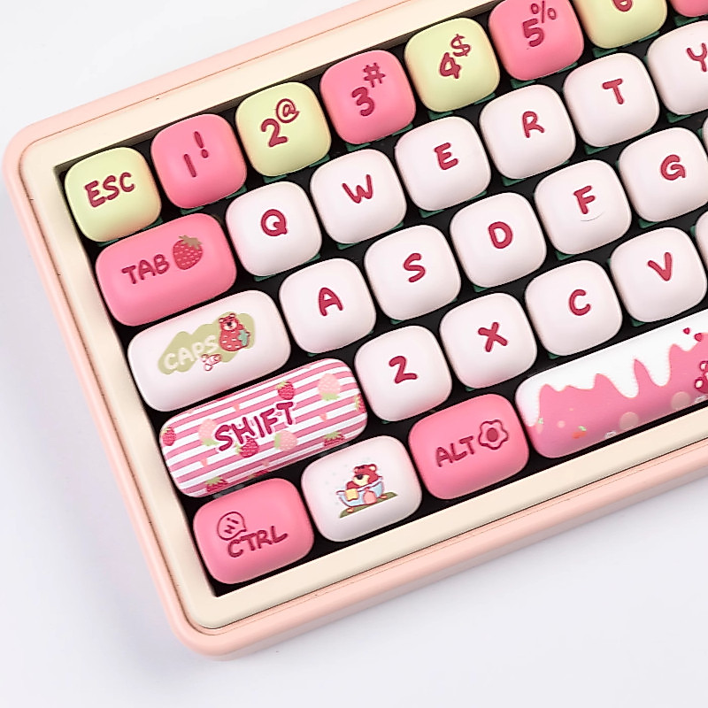 Strawberry Bear Keycap MOG Mantou ความสูงสวิตช์แม่เหล็ก Adapts To AULA s75pro MCHOSE X87 104