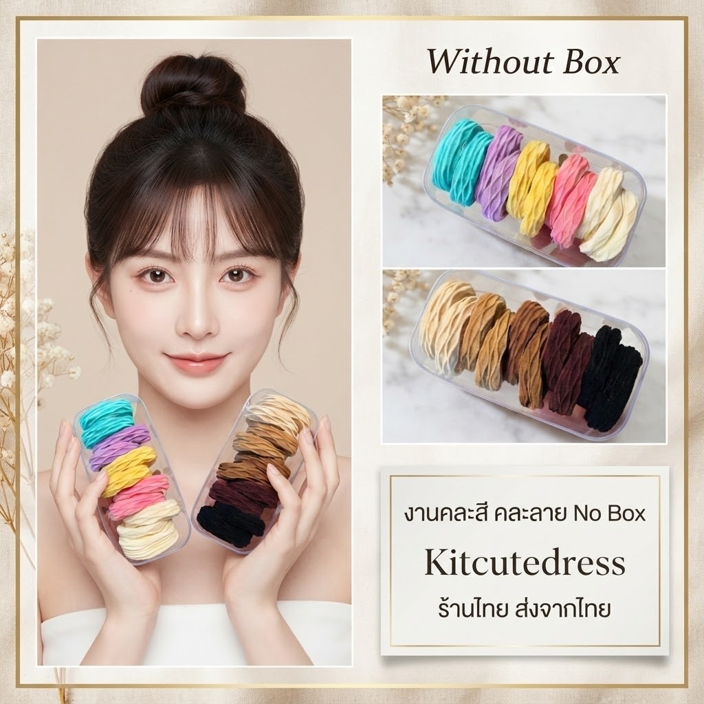 ยางรัดผมสไตล์เกาหลี {ไม่ใส่กล่องนะคะ} ยางรัดผมแฟชั่น คิ้วท์ๆ ลายน่ารัก สีสดใส ใช้ได้ทุกวัน KIT003