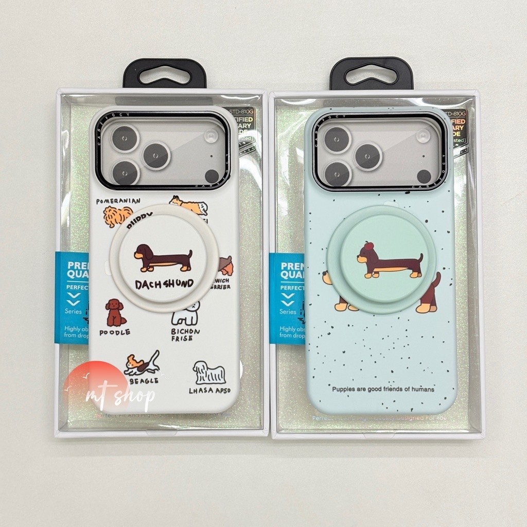 เคสโทรศัพท์มือถือPCแข็ง เปิดท้าย ลายน้องหมาดัชชุน มีแม่เหล็กชาร์จ+Griptok สำหรับรุ่น 17ProMax 18ProMax