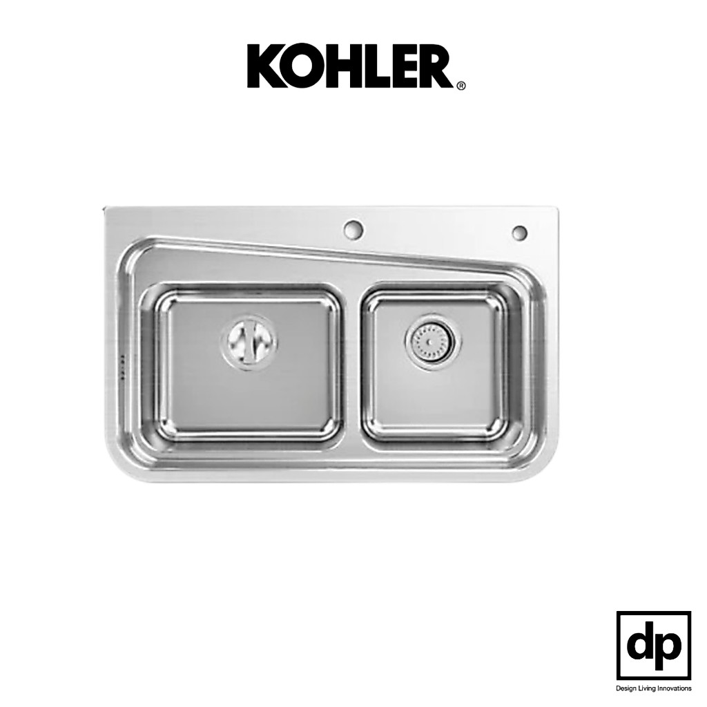 KOHLER อ่างล้างจาน สเตนเลส 2 หลุม รุ่นลินซ์ Linc K-3710X-2HD-NA ของแท้