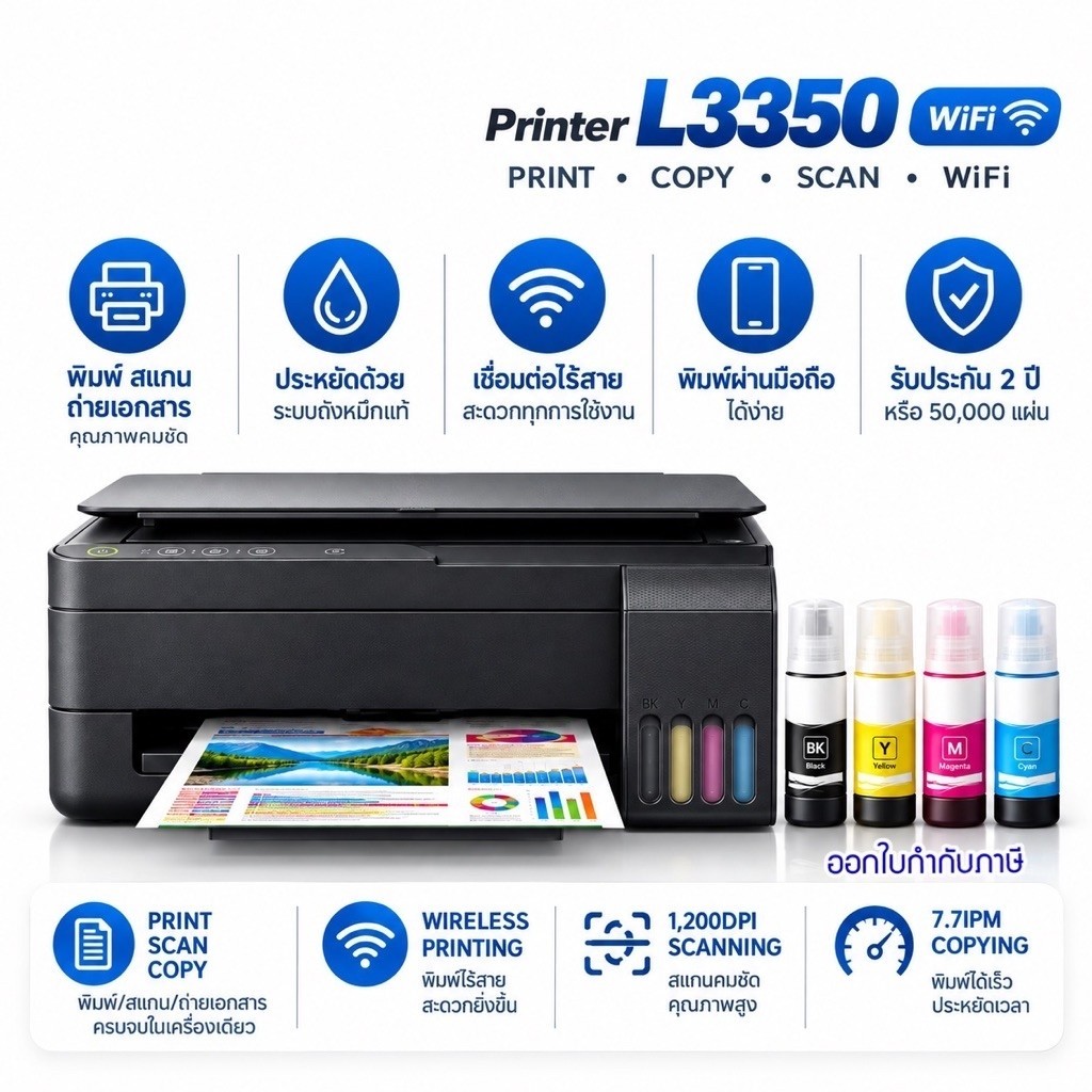 Printer Epson L3350 L3250 L3256 WiFi Ecotank (ปริ้นกับโทรศัพท์มือถือได้) สินค้าพร้อมส่ง