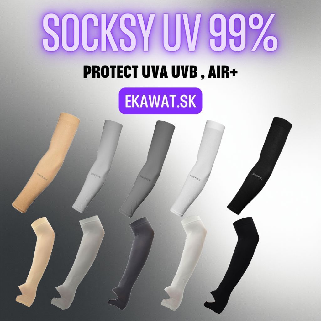 ( 1 คู่ ) SOCKSY ปลอกแขนกันแดด กันUV 99% เนื้อผ้าละเอียด เย็น ไม่ร้อน ใส่ได้ทั้ง ผู้ชาย ผู้หญิง FreeSize