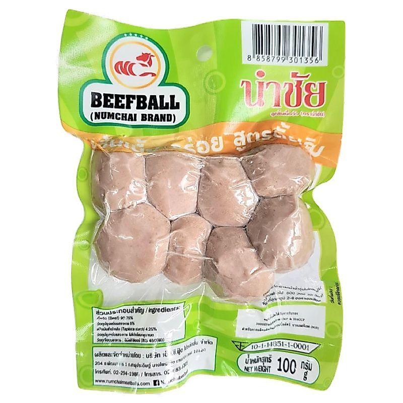 นำชัยลูกชิ้นเนื้อวัว 100กรัม Numchai Beefball 100g.
