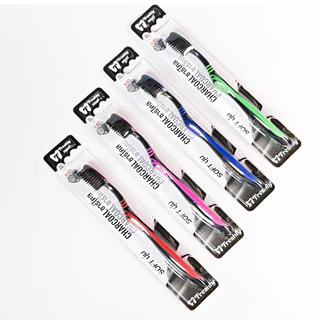 Freshly แพ็ค 12 ด้าม แปรงสีฟันชาร์โคล ยับยั้งเชื้อแบคทีเรีย ขนแปรงนุ่ม | Freshly Charcoal Soft Toothbrush | Freshly 888