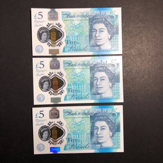 England 5 Pounds 2015 P 394 "Polymer"  UNC Set of 3 pcs.Same No