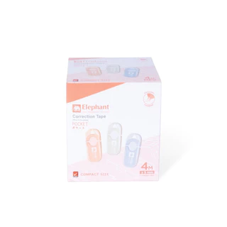 เทปลบคำผิดตราช้าง รุ่นพ็อคเก็ต pocket กว้าง 5 มม.ยาว 4 เมตร คละสี เนื้อสีขาว correction tape