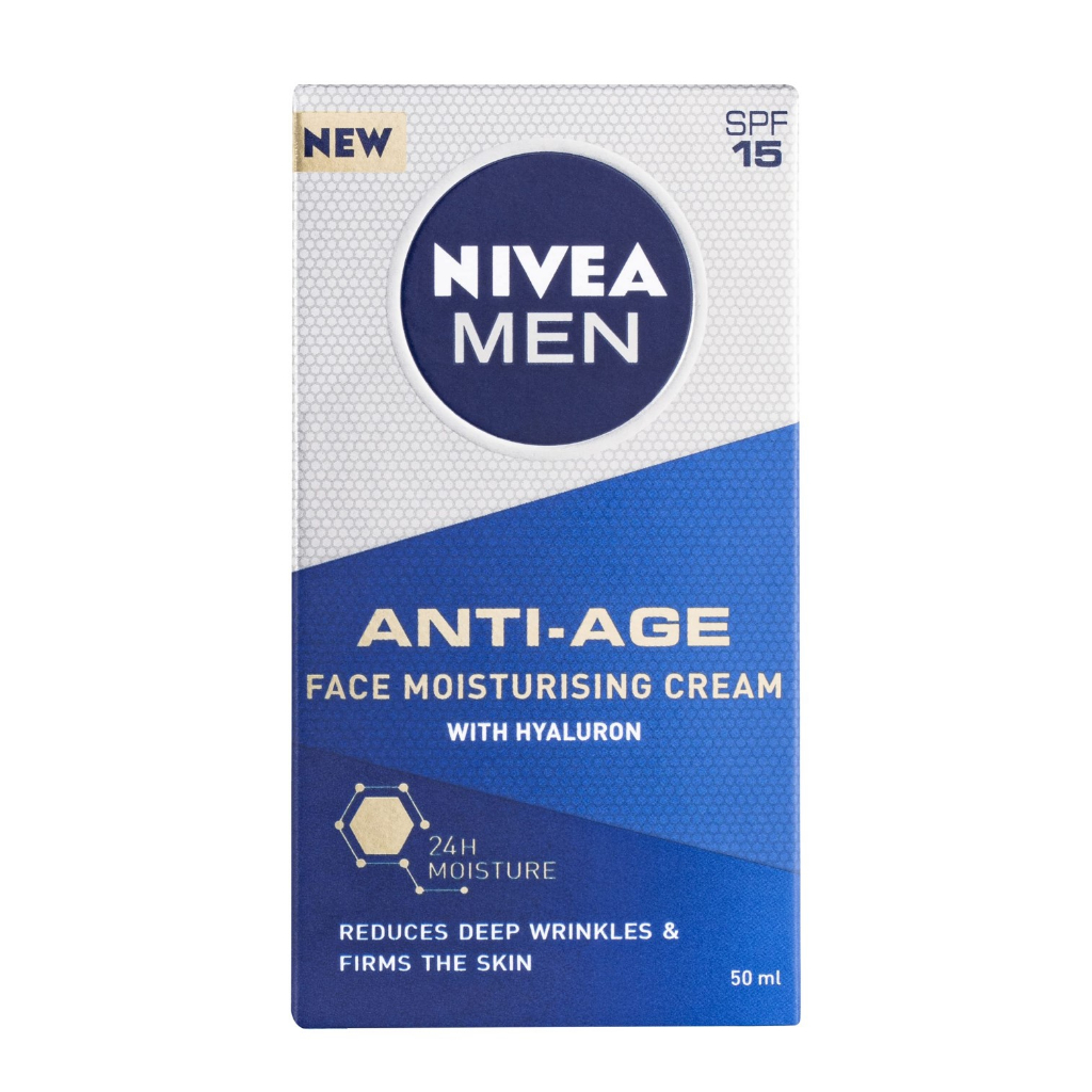 NIVEA MEN ANTI-AGE HYALURON FACE MOISTURISING CREAM SPF15 50ml ครีมมอยซ์เจอร์ไรเซอร์บำรุงผิวหน้าผู้ชายสำหรับตอนกลางวัน - รูปที่ 2