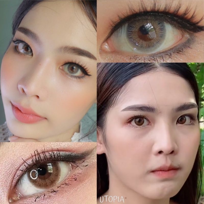 คอนแทคเลนส์ Utopia Brown & Gray ยูโทเปีย สีน้ำตาล & สีเทา (Beautylens)เลนส์อั้มค่าอมน้ำ55% สายตา 50-