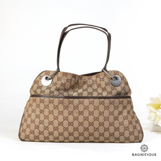 GUCCI ECLIPSE TOTE 15_ BROWN GG SUPREME MONOGRAM SHW