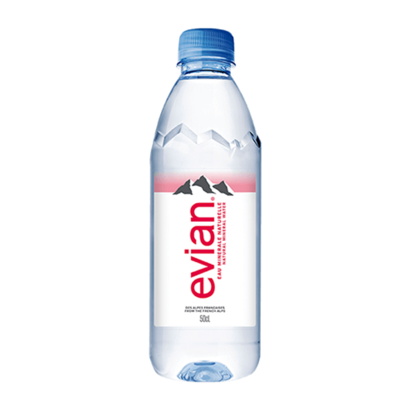 เอเวียง น้ำเเร่ ในขวดพลาสติก จากฝรั่งเศส 500 มิลลิลิตร (ราคาต่อขวด) - Evian Water Bottle imported from France 500ml