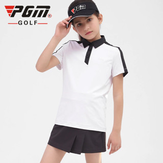 [11GOLF] เสื้อกอล์ฟ เด็ก PGM รหัส YF412 สีขาว / สีชมพู / สีฟ้า