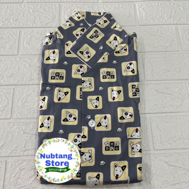 ชุดนอนp+p ผ้าคอตตอน ฟรีไซส์ คอปก ขายาว แขนสั้น - รูปที่ 6