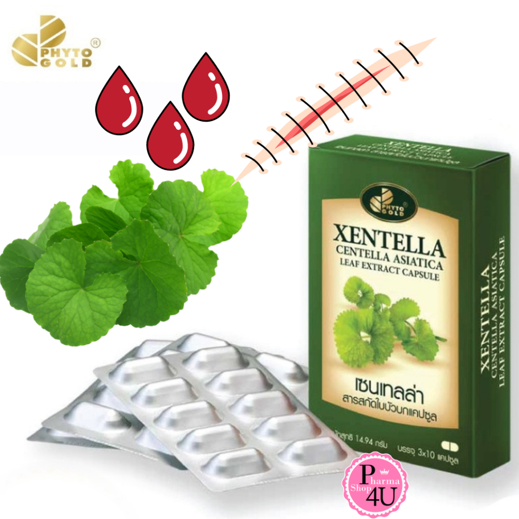 ใบบัวบก สกัด ไฟโตโกลด์ PHYTOGOLD Centella Xentella 30 แคปซูล #10378