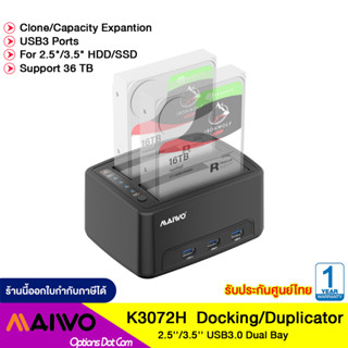 MAIWO K3072H-BK 2.5/3.5 USB3.0 Dual Bay Docking with 3ports USB3.0 HUB