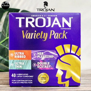 [TROJAN] Variety Pack 40 Lubricated Latex Condoms โทรจัน ถุงยางอนามัย แบบรูปทรงพิเศษ