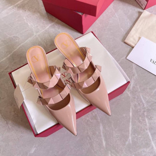 NEW VALENTINO ROMAN STUD MULES IN CALFSKIN HEELED SANDALS