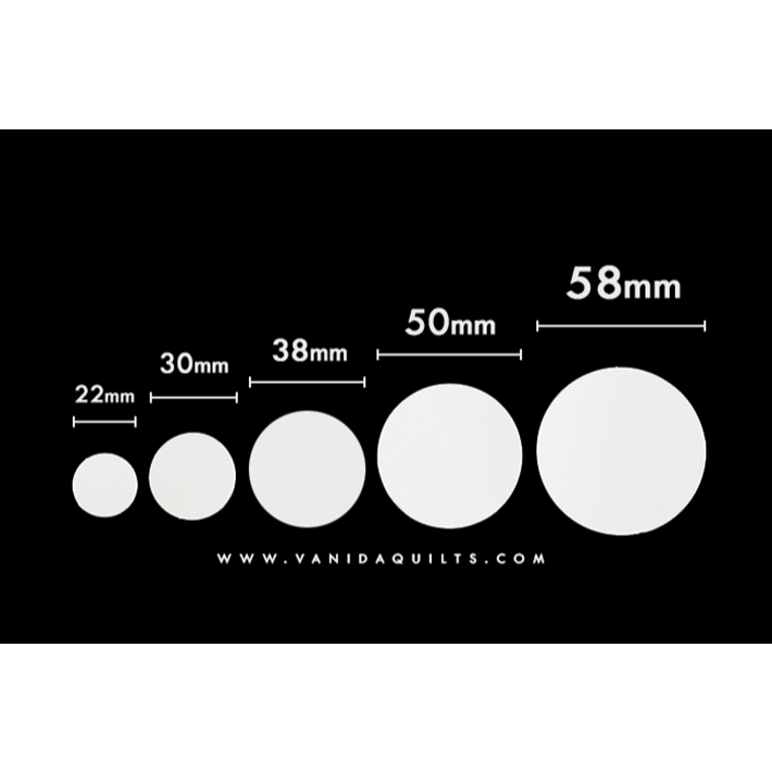 กระดาษแม่แบบ เทมเพลตรูปวงกลม 22 - 58 mm งานควิลท์ งานต่อผ้า และงานฝีมือ DIY Template แพคละ 100 ชิ้น (รหัส jia0058)