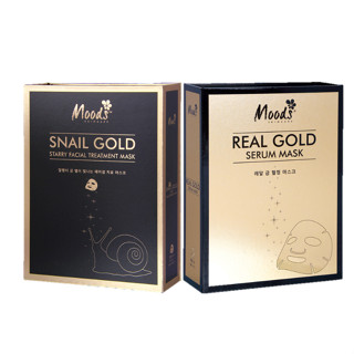 (1กล่อง สีดำ) มาส์คหน้าหอยทอง มูดส์ Moods Snail Gold Starry Facial Treatment Mask