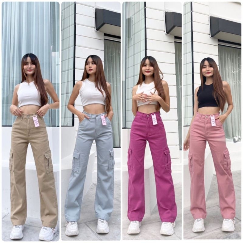 SP-54 CARGO PANT! คาโก้ Chu พร้อมส่ง ขายดี กางเกงคาร์โก้ สไตล์ Y2K ผ้ายีนส์ ผ้าสี มีกว่า10 สายแฟต้องมี