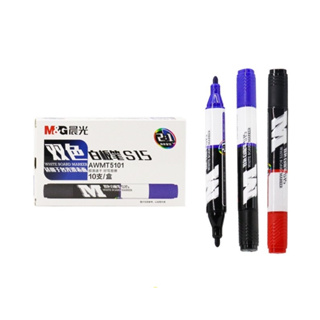 ปากกาไวท์บอร์ด 2 หัว 2 สี มีสี น้ำเงิน+ดำ และ แดง+ดำ ปากกาไวท์บอร์ด2หัว - M&amp;G AWMT5101 (จำนวน 1 ด้าม)