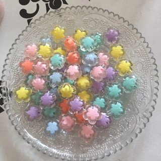 [พร้อมส่ง]ลูกปัดตกแต่ง สอดไส้ ดอกไม้สีใส แพค 30/50g คละสี