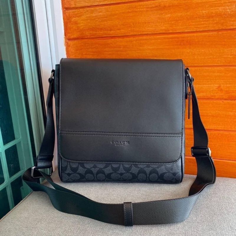 ส่งฟรี🔥 กระเป๋าสะพายข้าง Coach แท้💯 ผู้ชาย สีดำ เทา สุดเท่ กระเป๋าทำงาน ของขวัญ