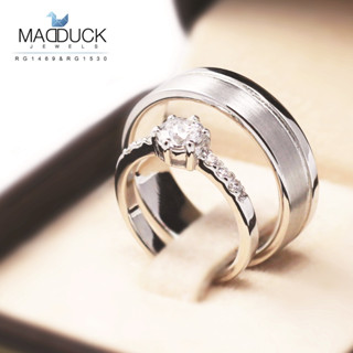 Madduckjewels แหวนเงินแท้ เพชร CZ ชุบโรเดียม RG1469WGR-RG1530