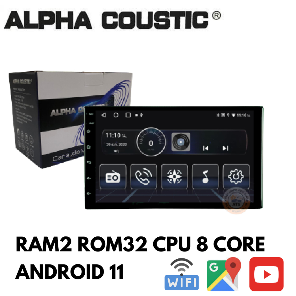 จอแอนดรอย 7นิ้ว Alpha Coustic Ram2 Rom32 Cpu4 Core แอนดรอยV.12  เครื่องเสียงติดรถยนต์ แยก2หน้าจอได้