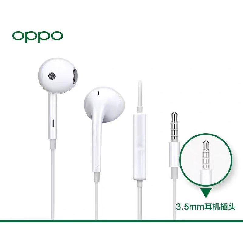 หูฟัง สนทนา ฟังเพลงได้ OPPO ของแท้ Original Oppo R11 Jack 3.5มม. เสียงดีมากกก ใช้ได้หลายรุ่น เช่น A3S A5S R15 R17 A72 A7