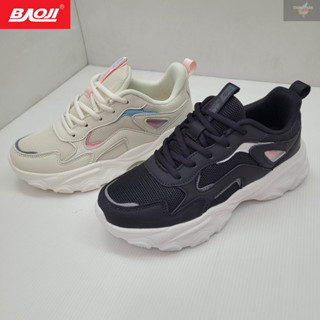 BAOJI ของแท้ 100% รองเท้าผ้าใบหญิง รองเท้าวิ่ง รุ่น BJW891 สีดำ/สีครีม SIZE 37-41