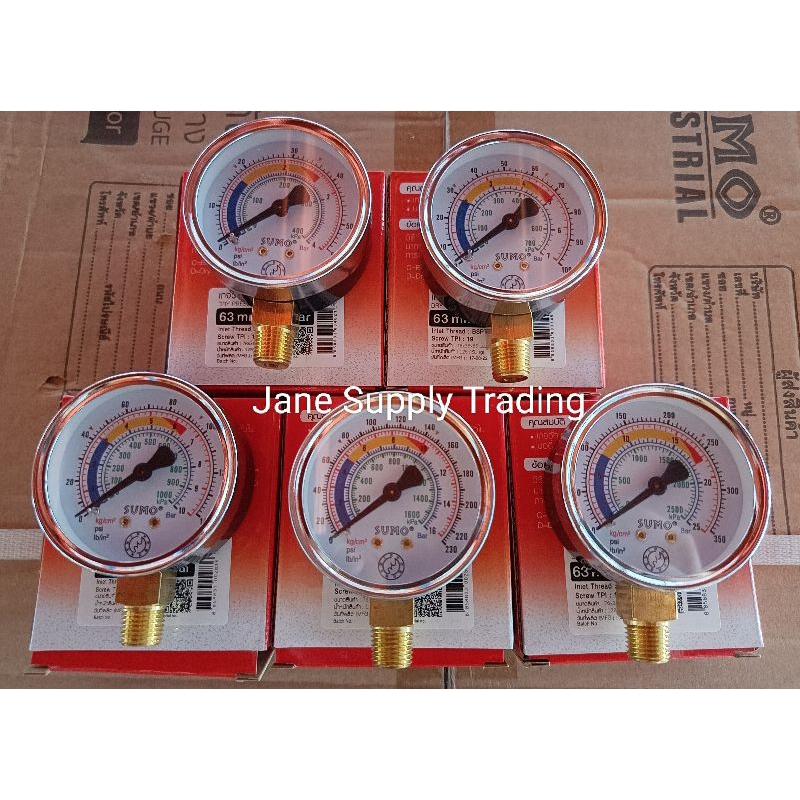เกจวัดแรงดัน (Pressure Gauge) แบบแห้ง เกลียวออกล่าง (2-1/2") 63mm.x1/4" sumo