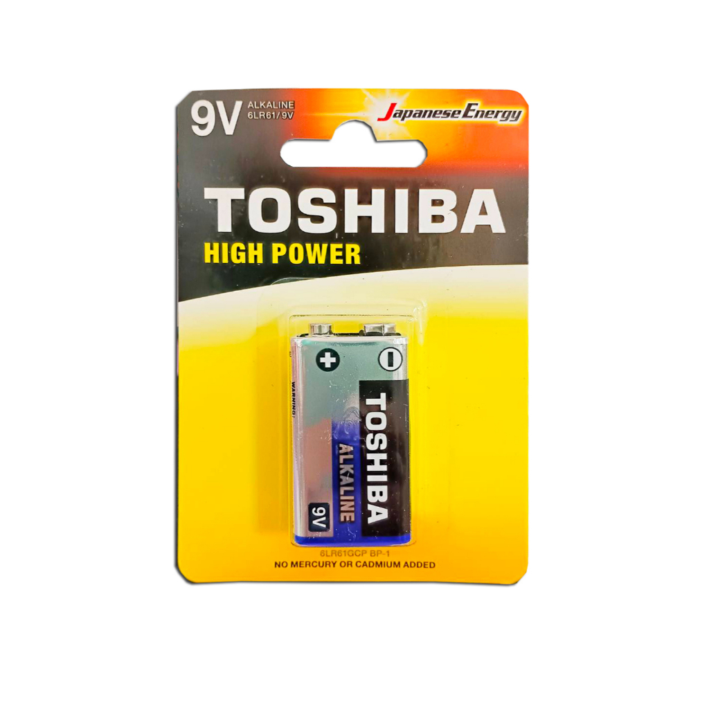 [♥สินค้าพร้อมส่ง♥]ถ่านอัลคาไลน์ 9V แพ็ค 1 ก้อน Toshiba Alkaline High Power 6LR61/9V