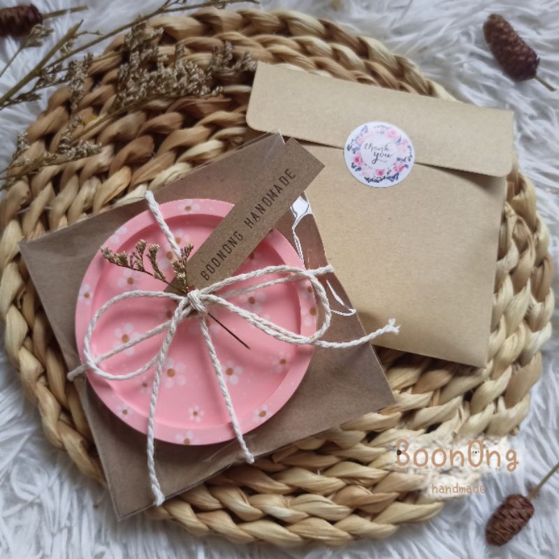 ถาดปูน,ของขวัญ,ของชำร่วย,ของแจก,ถาดกลมเล็กลายดอกไม้