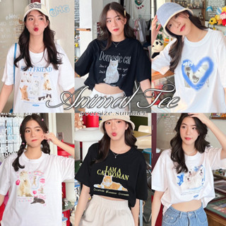 ￼เสื้อยืดผ้าคอตตอน ลายหมาแมว-Animal Series OT1(พร้อมส่ง)