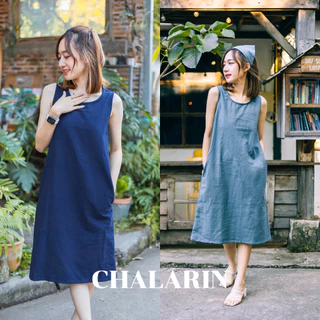 ชุดเดรสแขนกุด ไซส์ S - XL ผ้าฝ้ายฟอกนุ่มเชียงใหม่ (มี 13 สี)