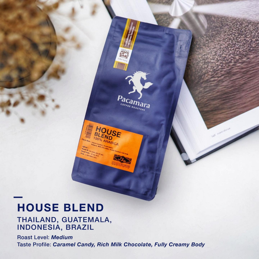 Pacamara House Blend 500g เมล็ดกาแฟไทย+นอก อาราบิก้า 100% คั่วกลาง ขนาดบรรจุ 500 กรัม