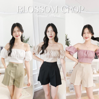 ♡ Cronie l blossom crop เสื้อครอป แขนพอง ปาดไหล่