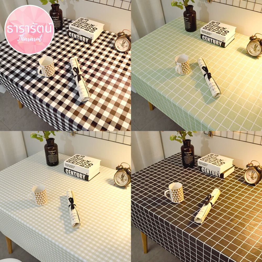 Thararut ผ้าปูโต๊ะ ผ้าคลุมโต๊ะ ผ้า PVC กันน้ำกันคราบ ขนาด137*90 มีให้เลือก4สี