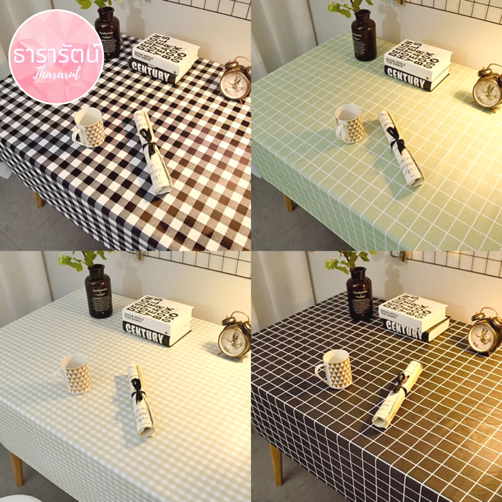 Thararut ผ้าปูโต๊ะ ผ้าคลุมโต๊ะ ผ้า PVC กันน้ำกันคราบ ขนาด137*90 มีให้เลือก4สี