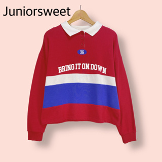 เสื้อ Juniorsweet  ผ้ายืดคอตต้อน100%อย่างดี  เสื้อทรงสวยน่ารักมาก ผ้าต่อสวย สกรีนสวยมาก แต่งกระดุมหน้า  ผ้าดีทิ้งตัวสวย