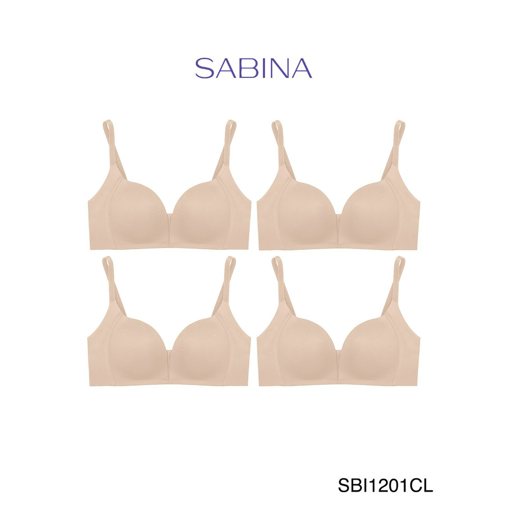 Sabina เสื้อชั้นใน Invisible Wire (Set 4 ชิ้น) (ไม่มีโครง) รุ่น Modern V รหัส SBI1201CL สีเนื้ออ่อน