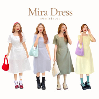 Mira dress เดรสผ้าคอตตอนลินิน มีซับใน มีซิป มีสายผูกโบว์ที่เอว พร้อมส่ง