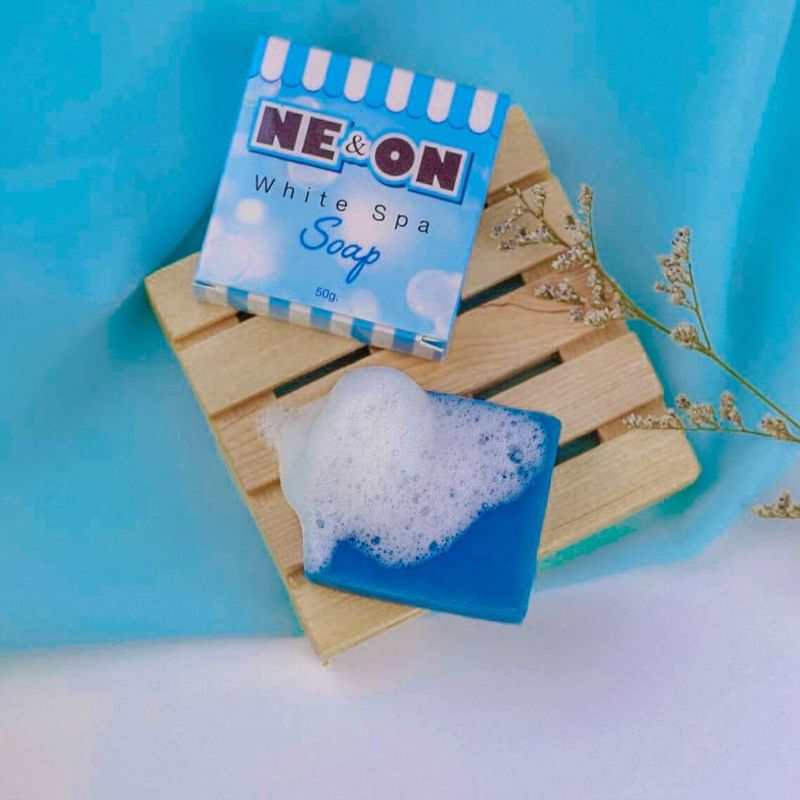 สบู่นีออน NEON สบู่ผิวขาว ล้างขี้ไคล่หลุดกระจาย ผิวแพ้ง่ายใช้ได้ แถมฟรีตาข่ายตีฟอง
