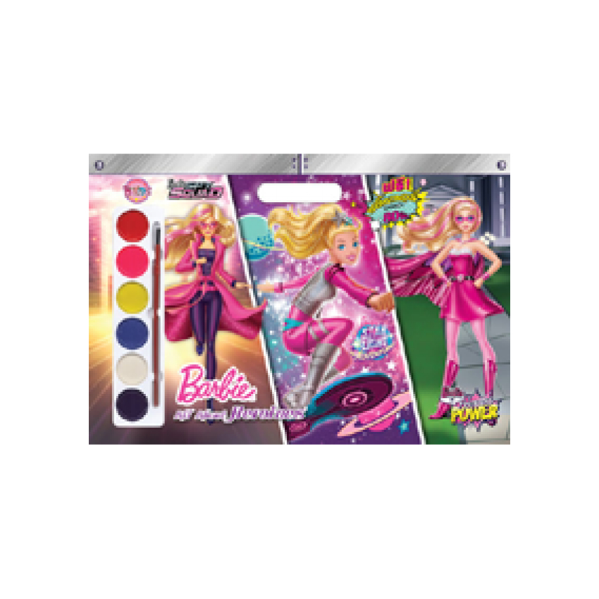 Barbie: All About Heroines Giant Coloring book สมุดภาพระบายสีเล่มใหญ่ + สติ๊กเกอร์ + สีน้ำ